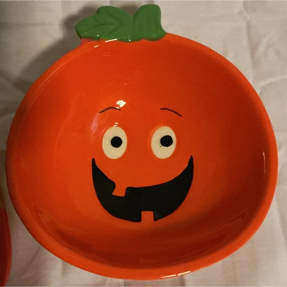 Lot of 3 Vintage Halloween Bowls Candy‎ Corn, Frankenstein And Jack-O-Lantern
